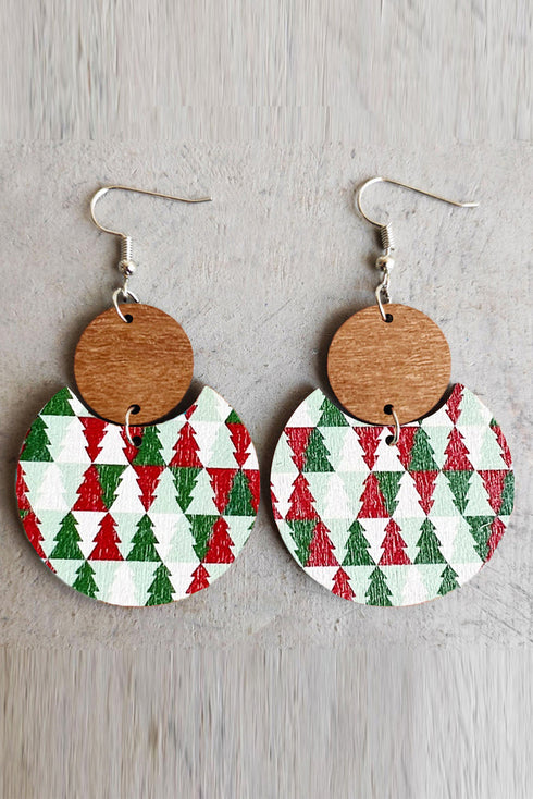 Festive Checkered Graphic Print Lightweight Wood Earrings
