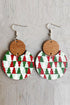 Festive Checkered Graphic Print Lightweight Wood Earrings