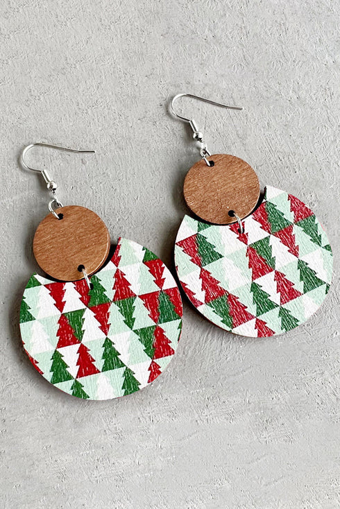 Festive Checkered Graphic Print Lightweight Wood Earrings