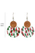 Festive Checkered Graphic Print Lightweight Wood Earrings