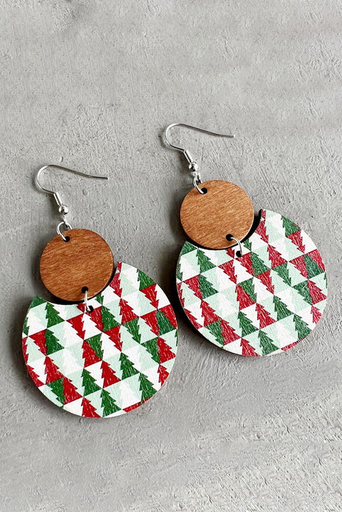 Festive Checkered Graphic Print Lightweight Wood Earrings