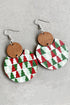 Festive Checkered Graphic Print Lightweight Wood Earrings