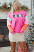 Festive Chenille Letter Patch Long Sleeve Cotton Tee
