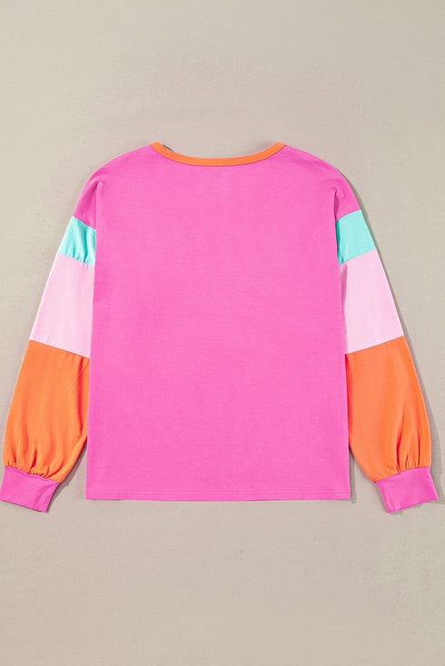 Festive Chenille Letter Patch Long Sleeve Cotton Tee