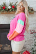 Festive Chenille Letter Patch Long Sleeve Cotton Tee