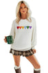 Festive Chenille Patch Graphic Long Sleeve Pullover Sweater