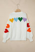 Festive Chenille Patch Graphic Long Sleeve Pullover Sweater