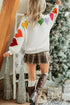 Festive Chenille Patch Graphic Long Sleeve Pullover Sweater