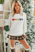 Festive Chenille Patch Graphic Long Sleeve Pullover Sweater