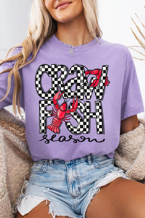 Festive Crawfish Season Graphic Short Sleeve Jersey Tee