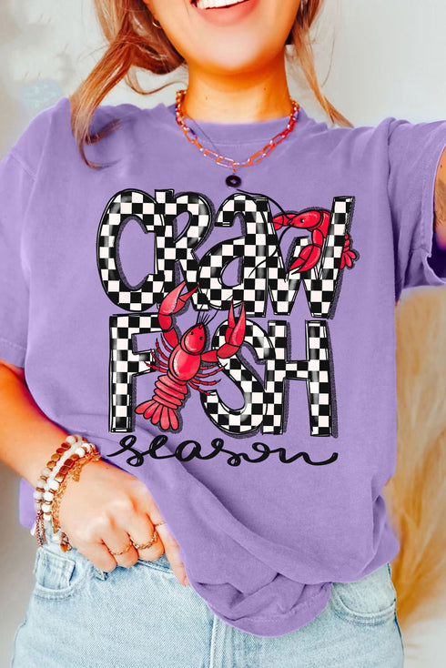 Festive Crawfish Season Graphic Short Sleeve Jersey Tee
