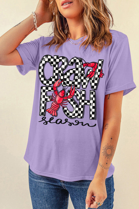 Festive Crawfish Season Graphic Short Sleeve Jersey Tee