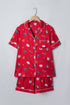 Festive Dog Print Satin Short Sleeve Two Piece Loungewear