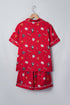 Festive Dog Print Satin Short Sleeve Two Piece Loungewear