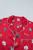 Festive Dog Print Satin Short Sleeve Two Piece Loungewear