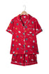 Festive Dog Print Satin Short Sleeve Two Piece Loungewear