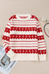 Festive Fair Isle Geometric Knit Pullover Sweater