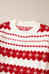 Festive Fair Isle Geometric Knit Pullover Sweater