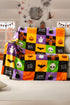 Festive Ghost And Pumpkin Checkered Flannel Fleece Blanket