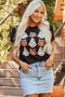 Festive Ghost And Pumpkin Graphic Rolled Cuff Tee