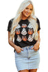Festive Ghost And Pumpkin Graphic Rolled Cuff Tee