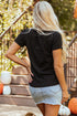 Festive Ghost And Pumpkin Graphic Rolled Cuff Tee