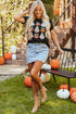 Festive Ghost And Pumpkin Graphic Rolled Cuff Tee