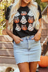 Festive Ghost And Pumpkin Graphic Rolled Cuff Tee