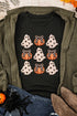 Festive Ghost And Pumpkin Graphic Rolled Cuff Tee