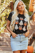 Festive Ghost And Pumpkin Graphic Rolled Cuff Tee