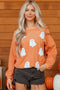 Festive Ghost Graphic Corded Texture Pullover Sweatshirt