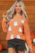 Festive Ghost Graphic Corded Texture Pullover Sweatshirt