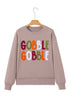 Festive Gobble Graphic Raw Hem Crew Neck Sweatshirt