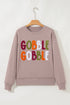 Festive Gobble Graphic Raw Hem Crew Neck Sweatshirt