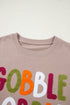 Festive Gobble Graphic Raw Hem Crew Neck Sweatshirt