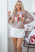 Festive Gobble Graphic Raw Hem Crew Neck Sweatshirt
