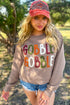 Festive Gobble Graphic Raw Hem Crew Neck Sweatshirt