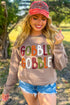 Festive Gobble Graphic Raw Hem Crew Neck Sweatshirt