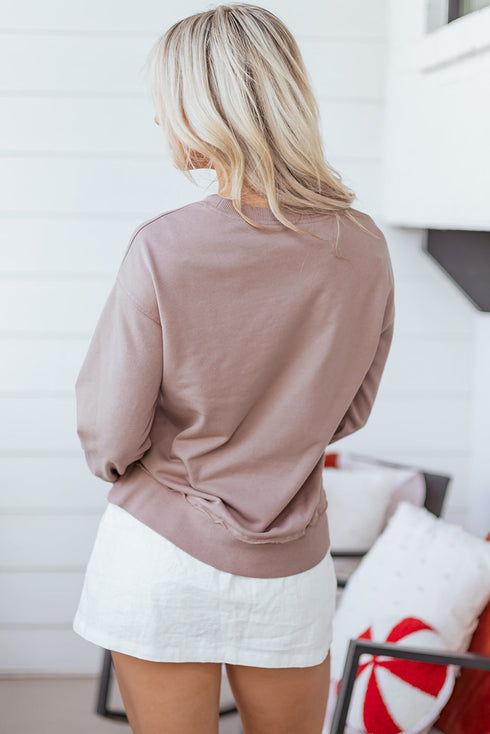 Festive Gobble Graphic Raw Hem Crew Neck Sweatshirt
