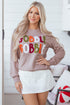 Festive Gobble Graphic Raw Hem Crew Neck Sweatshirt