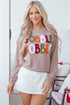 Festive Gobble Graphic Raw Hem Crew Neck Sweatshirt