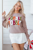 Festive Gobble Graphic Raw Hem Crew Neck Sweatshirt