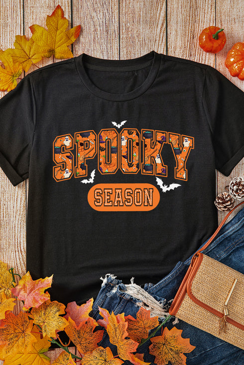 Festive Graphic Print Crew Neck Short Sleeve Tee