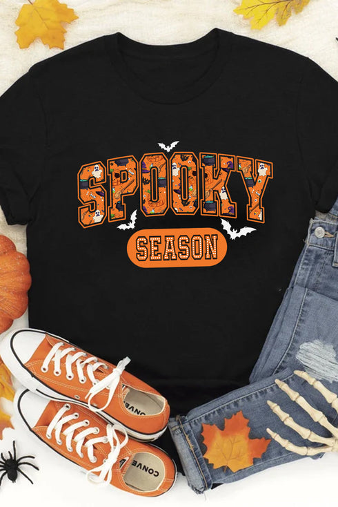 Festive Graphic Print Crew Neck Short Sleeve Tee