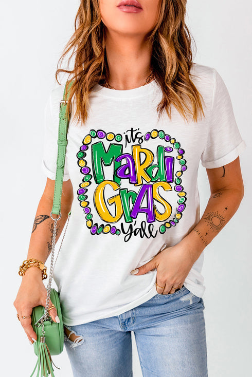 Festive Graphic Print Short Sleeve Crew Neck Tee