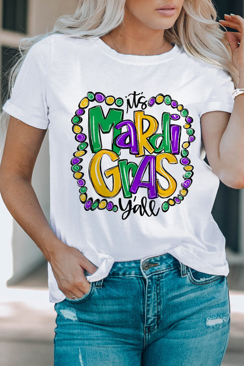 Festive Graphic Print Short Sleeve Crew Neck Tee