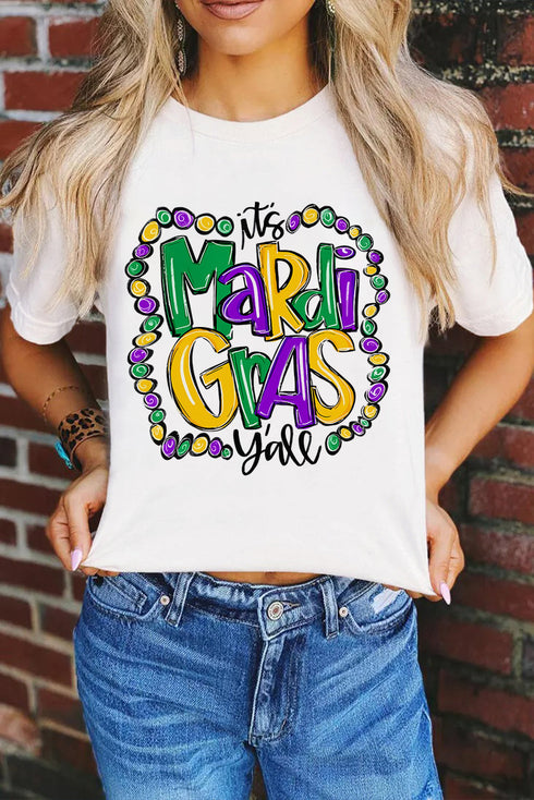 Festive Graphic Print Short Sleeve Crew Neck Tee