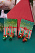 Festive Holiday Bell Charm Dangle Hook Earrings