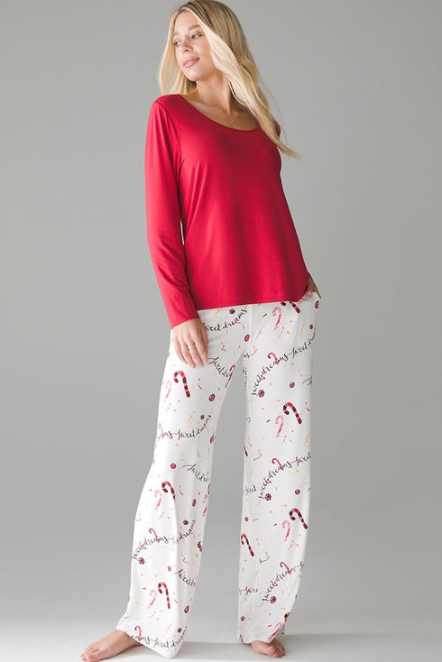 Festive Holiday Graphic Soft Knit Two Piece Lounge Set