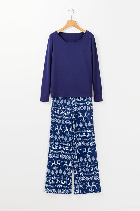 Festive Holiday Graphic Soft Knit Two Piece Lounge Set